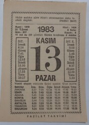 13 Kasım 1983 Takvim Yaprağı - Doğum Günü Hediyesi EFM(N)6919 - Gökçekoleksiyon