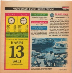 13 Kasım 1984 Takvim Yaprağı EFM(N)4049 - 3