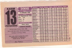 13 Kasım 2008 Takvim Yaprağı EFM(N)3809 - 3