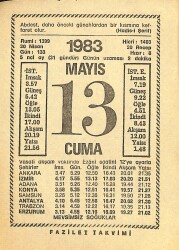 13 Mayıs 1983 Takvim Yaprağı - Doğum Günü Hediyesi EFM(N)12160 - Gökçekoleksiyon