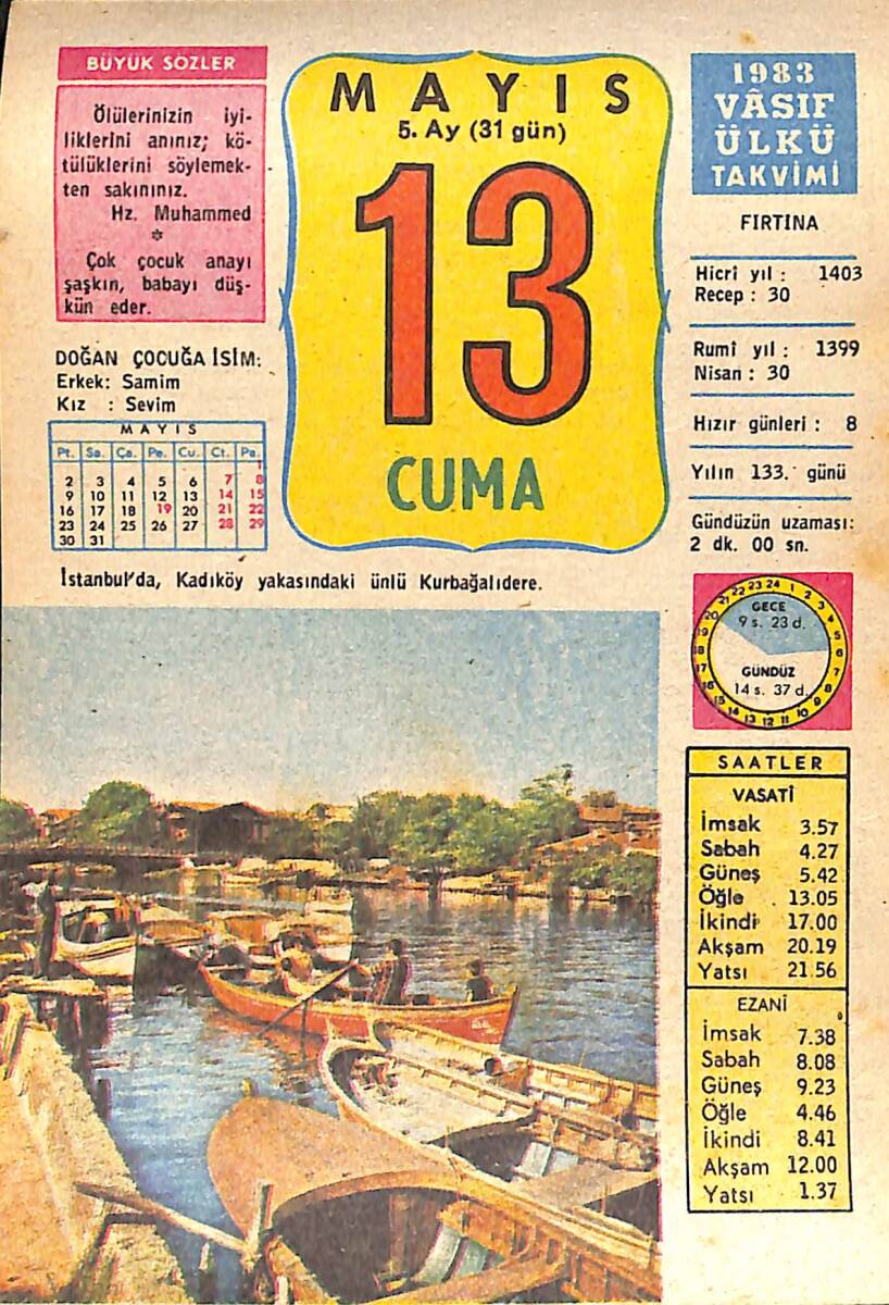 13 Mayıs 1983 Takvim Yaprağı - Doğum Günü Hediyesi EFMN15119 - 1