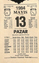13 Mayıs 1984 Takvim Yaprağı - Doğum Günü Hediyesi EFM(N)11198 - Gökçekoleksiyon