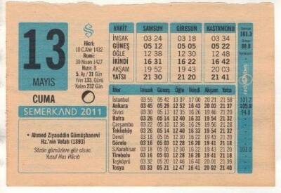 13 Mayıs 2011 Takvim Yaprağı EFM(N)1178 - 4