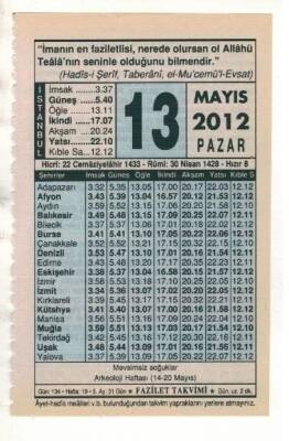 13 Mayıs 2012 Takvim Yaprağı EFM(N)1944 - 3