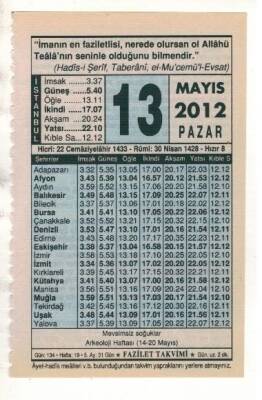 13 Mayıs 2012 Takvim Yaprağı EFM(N)1944 - 2