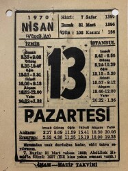 13 Nisan 1970 Takvim Yaprağı - Doğum Günü Hediyesi EFM(N)8268 - 2