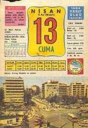 13 Nisan 1984 Takvim Yaprağı - Doğum Günü Hediyesi EFMN15186 - Gökçekoleksiyon