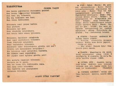 13 Ocak 1960 Ajans Türk Takvim Yaprağı(Şiirli Saatli) EFM(N)1087 - 6