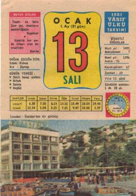 13 Ocak 1981 Takvim Yaprağı EFM(N)2737 - 1