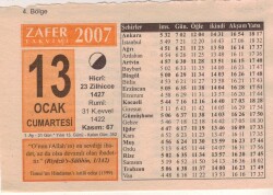 13 Ocak 2007 Takvim Yaprağı EFM(N)5100 - Gökçekoleksiyon