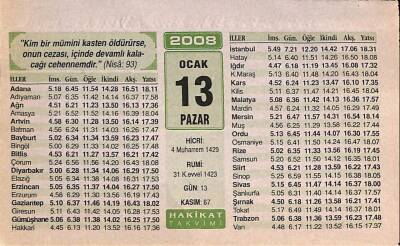 13 Ocak 2008 Takvim Yaprağı - Doğum Günü Hediyesi EFM(N)7479 - 1