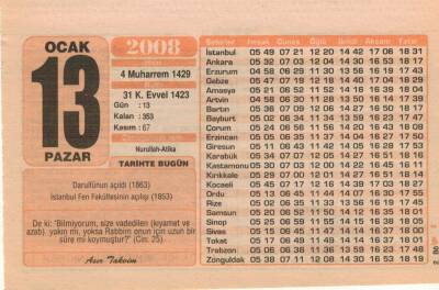 13 Ocak 2008 Takvim Yaprağı EFM(N)4938 - 1