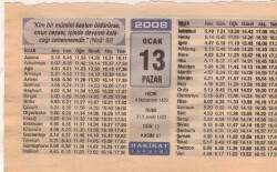 13 Ocak 2008 Takvim Yaprağı EFM(N)5000 - Gökçekoleksiyon