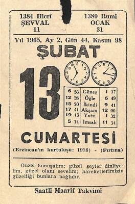 13 Şubat 1965 Takvim Yaprağı - Doğum Günü Hediyesi EFM(N)11477 - 1