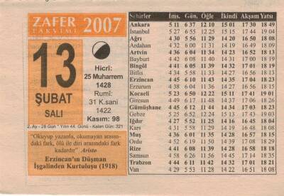 13 Şubat 2007 Takvim Yaprağı EFM(N)5532 - 1