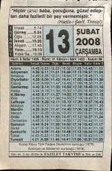 13 Şubat 2008 Takvim Yaprağı - Doğum Günü Hediyesi EFM(N)7537 - Gökçekoleksiyon