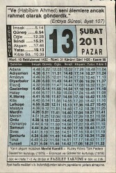 13 Şubat 2011 Takvim Yaprağı - Doğum Günü Hediyesi EFM(N)7566 - Gökçekoleksiyon