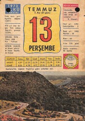 13 Temmuz 1972 Takvim Yaprağı - Doğum Günü Hediyesi EFM(N)12429 - Gökçekoleksiyon