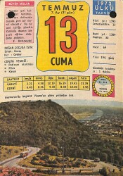 13 Temmuz 1973 Takvim Yaprağı - Doğum Günü Hediyesi EFM(N)11920 - Gökçekoleksiyon