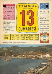 13 Temmuz 1974 Takvim Yaprağı - Doğum Günü Hediyesi EFM(N)9446 - Gökçekoleksiyon