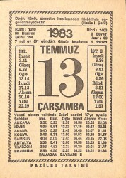 13 Temmuz 1983 Takvim Yaprağı - Doğum Günü Hediyesi EFMN15403 - Gökçekoleksiyon
