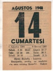 14 Ağustos 1948 Takvim Yaprağı EFM(N)1460 - 2