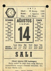 14 Ağustos 1973 Takvim Yaprağı - Doğum Günü Hediyesi EFM(N)10114 - 1