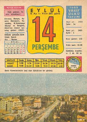 14 Ağustos 1989 Takvim Yaprağı - Doğum Günü Hediyesi EFM(N)10083 - 4