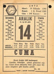14 Aralık 1973 Takvim Yaprağı - Doğum Günü Hediyesi EFMN13673 - Gökçekoleksiyon
