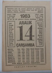 14 Aralık 1983 Takvim Yaprağı - Doğum Günü Hediyesi EFM(N)6894 - Gökçekoleksiyon
