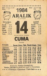 14 Aralık 1984 Takvim Yaprağı - Doğum Günü Hediyesi EFMN14510 - Gökçekoleksiyon