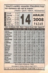 14 Aralık 2008 Takvim Yaprağı - Doğum Günü Hediyesi EFMN15319 - Gökçekoleksiyon