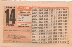 14 Aralık 2008 Takvim Yaprağı EFM(N)4357 - 2