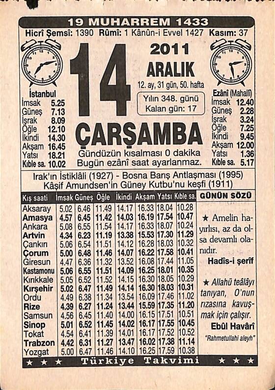 14 Aralık 2011 Takvim Yaprağı - Doğum Günü Hediyesi EFMN15245 - 1