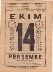 14 Ekim 1965 Takvim Yaprağı EFM(N)3544 - 1