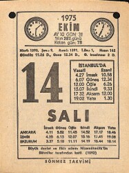 14 Ekim 1975 Takvim Yaprağı - Doğum Günü Hediyesi EFM(N)12560 - Gökçekoleksiyon
