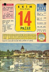 14 Ekim 1979 Takvim Yaprağı - Doğum Günü Hediyesi EFM(N)11775 - Gökçekoleksiyon