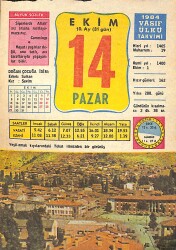 14 Ekim 1984 Takvim Yaprağı - Doğum Günü Hediyesi EFMN14824 - Gökçekoleksiyon