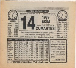 14 Ekim 1989 Takvim Yaprağı EFM(N)3108 - 2
