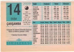 14 Ekim 2009 Takvim Yaprağı EFM(N)3293 - 3
