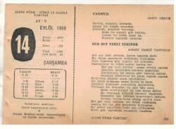 14 Eylül 1960 Ajans Türk Takvim Yaprağı (Şiirli Saatli) EFM(N) 1721 - 1