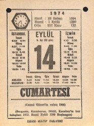 14 Eylül 1974 Takvim Yaprağı - Doğum Günü Hediyesi EFM(N)12343 - Gökçekoleksiyon
