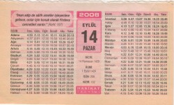 14 Eylül 2008 Takvim Yaprağı EFM(N)2920 - 3