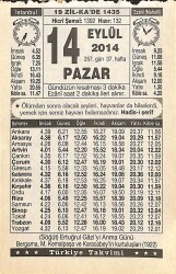 14 Eylül 2014 Takvim Yaprağı - Doğum Günü Hediyesi EFMN14304 - Gökçekoleksiyon