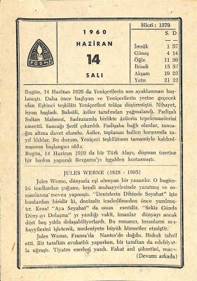 14 Haziran 1960 Takvim Yaprağı - Doğum Günü Hediyesi EFM(N)11364 - 1