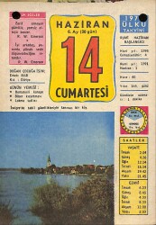 14 Haziran 1975 Takvim Yaprağı - Doğum Günü Hediyesi EFM(N)9249 - Gökçekoleksiyon