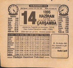 14 Haziran 1995 Takvim Yaprağı - Doğum Günü Hediyesi EFMN15462 - Gökçekoleksiyon