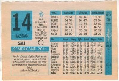 14 Haziran 2011 Takvim Yaprağı EFM(N)1210 - 3
