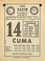 14 Kasım 1975 Takvim Yaprağı - Doğum Günü Hediyesi EFM(N)12587 - Gökçekoleksiyon
