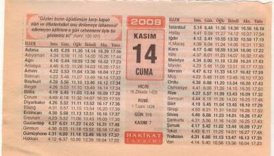 14 Kasım 2008 Takvim Yaprağı EFM(N)3898 - 1